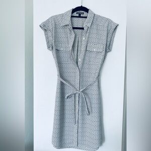 Express Green and White Shirt Dress